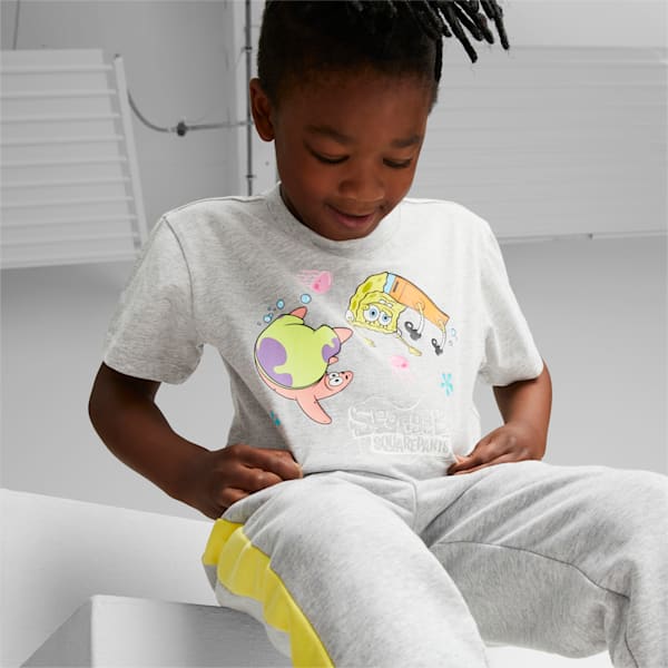 Playera PUMA x BOB ESPONJA para niños, Light Gray Heather, extralarge